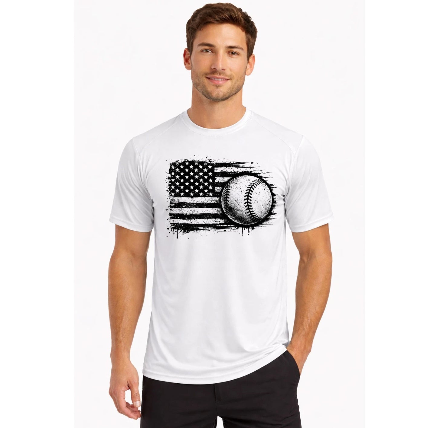 Baseball American flag Dry Fit UPF  T-Shirt Fishing Boat Sport UV Sun Protection