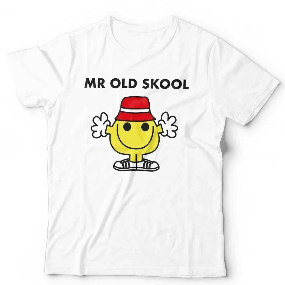 Mr Old Skool Tshirt Unisex School Clubbing Raver Music Dance  - White Tshirt