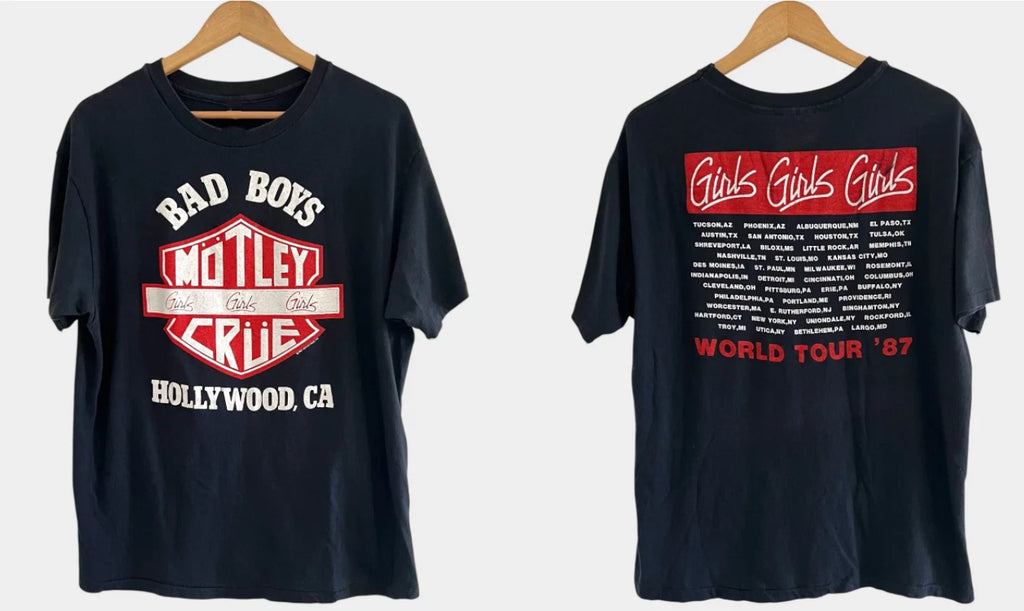 1987 Mötley Crüe Girls Girls Girls Tour Vintage T-Shirt Glam Metal Tee Rare