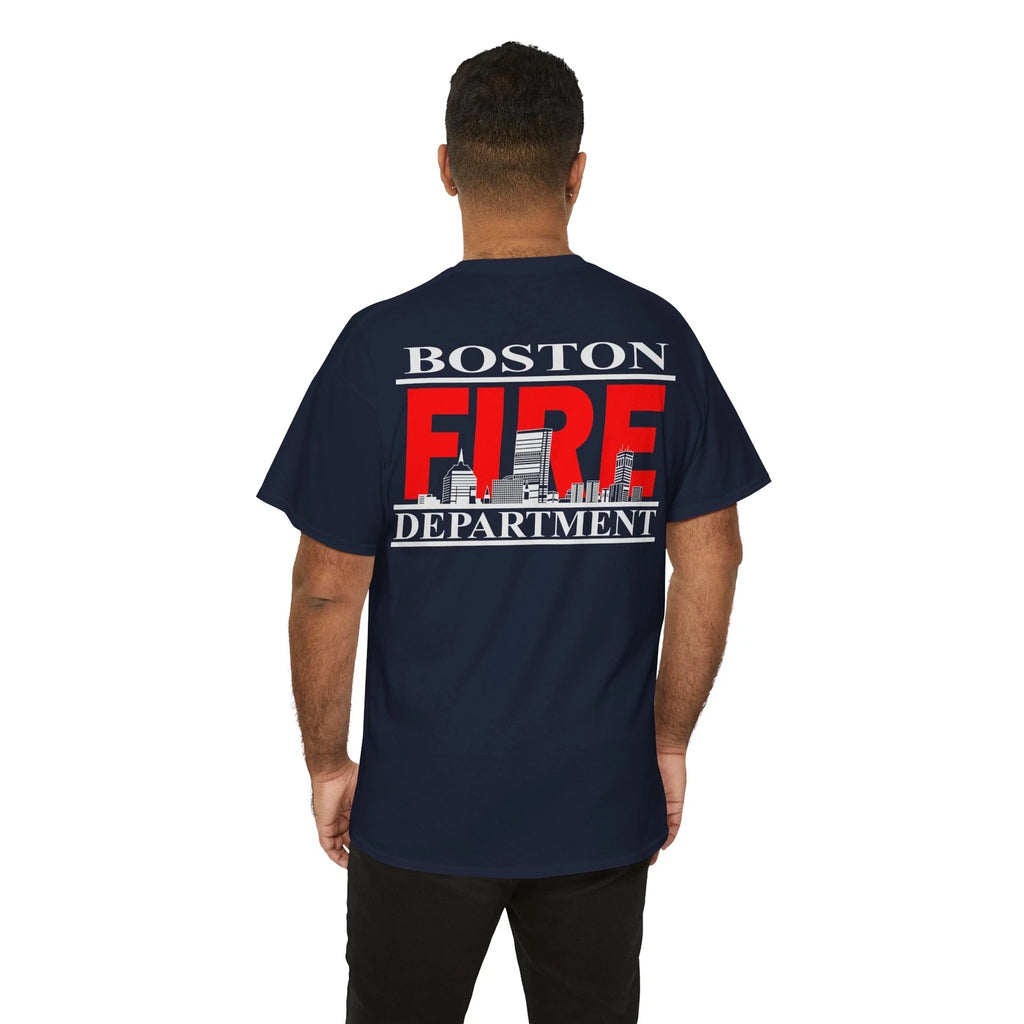 Boston Fire Department Skyline Cityscape Heavy Cotton Tee Shirt tshirt