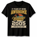 21st Birthday Vintage Unisex T Shirt 2005 Limited Edition Retro Gift Party