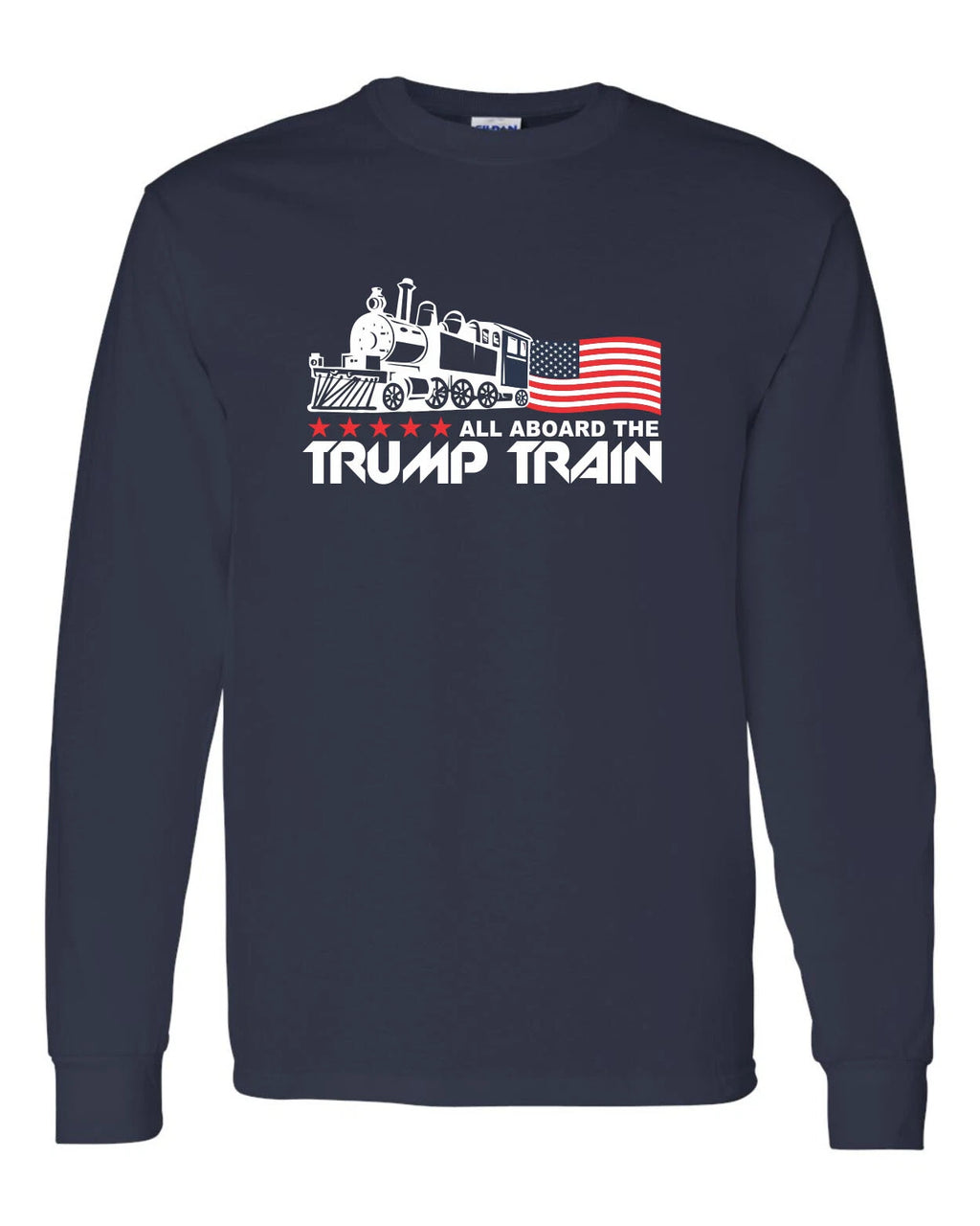 Trump Train All the Aboard Donald American Flag Men's LONG SLEEVE Tee Shirts1548