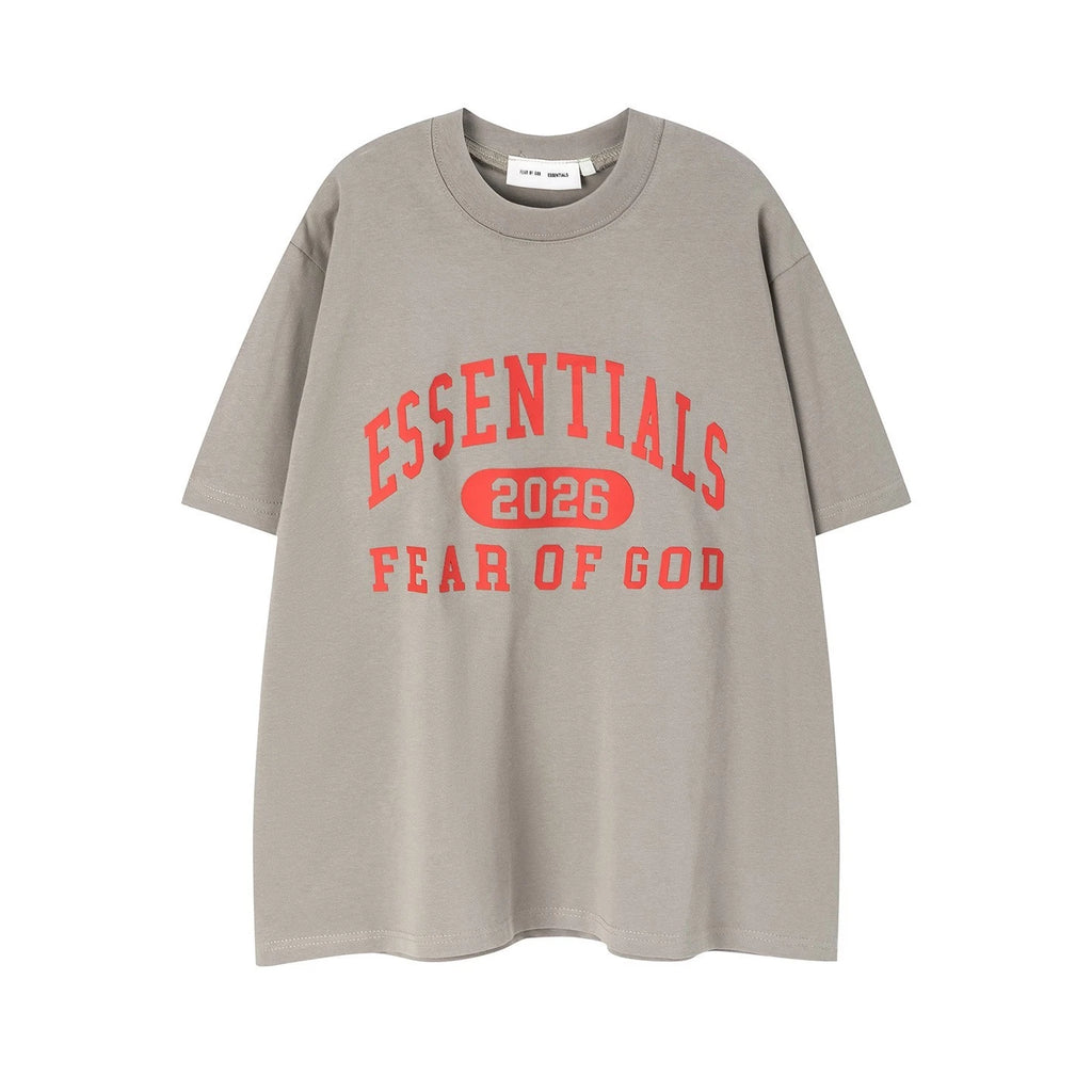 Arch Letter Graphic T-Shirt Unisex Oversized Grey Cotton Casual Streetwear Tee