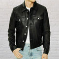 New Mens Genuine Black Lambskin Leather Shirt Jacket Stylish Slim Fit Shirt
