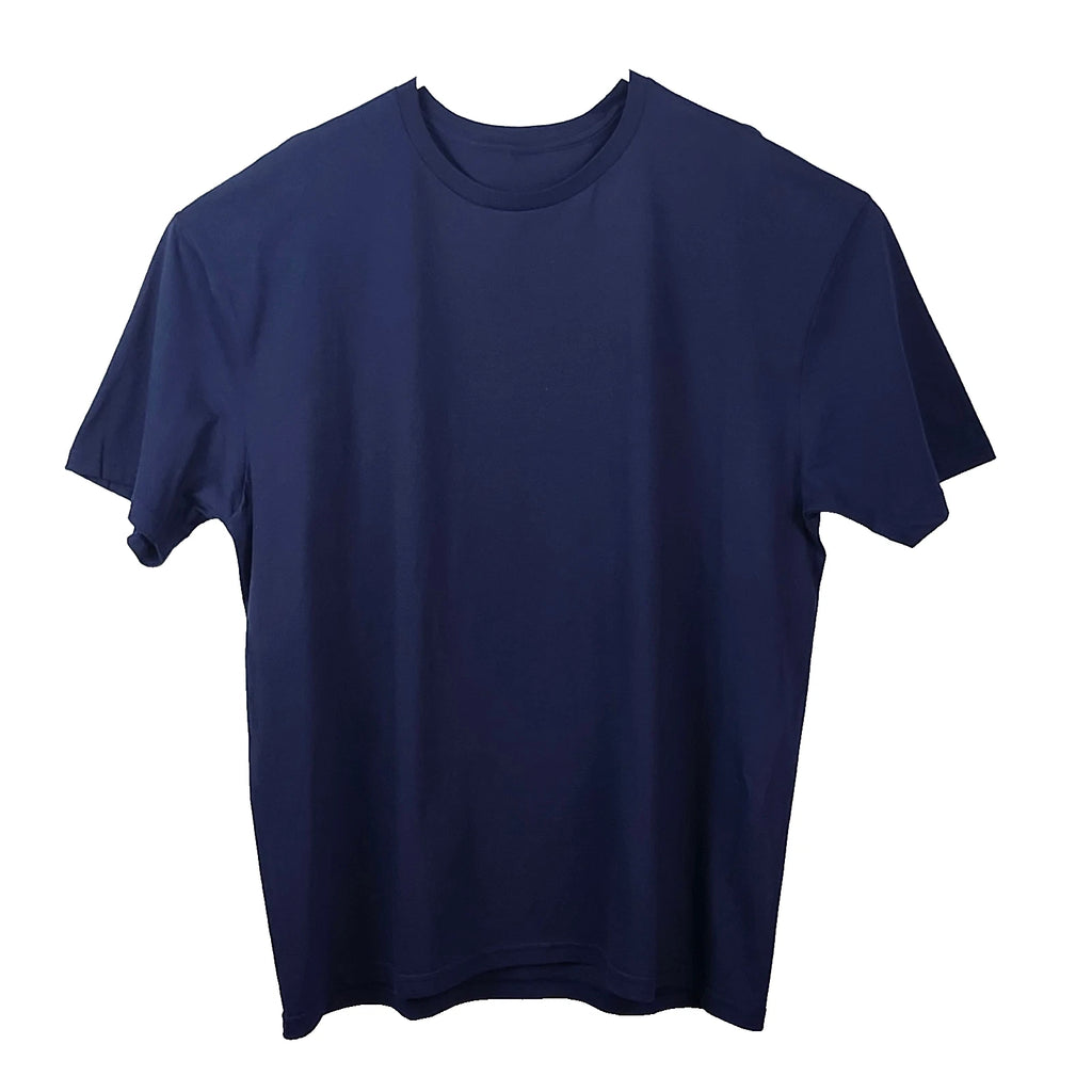 Unisex T-Shirt Short Sleeve Crew Neck Cotton Blank Navy Blue XL
