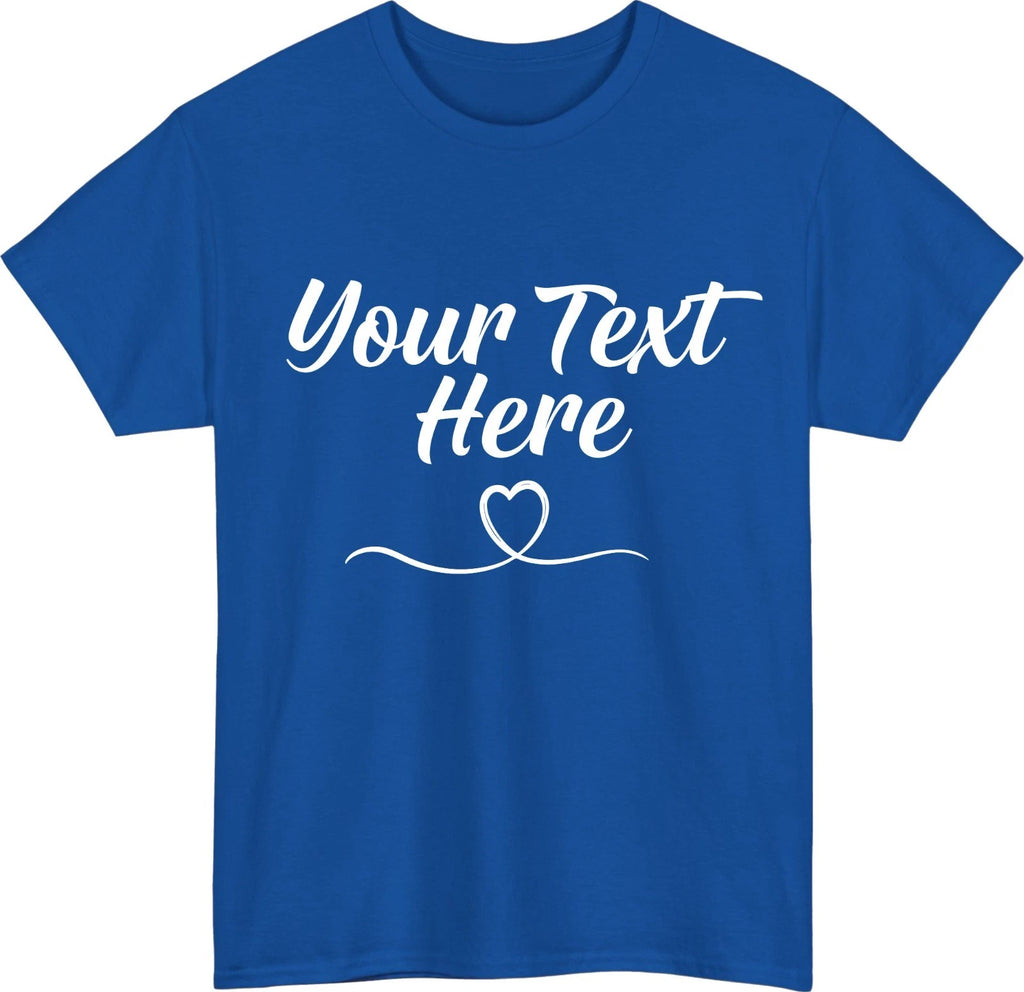 Personalised Text Heart Line T-Shirt Custom Name Tee Gift for Her Unisex Graphic