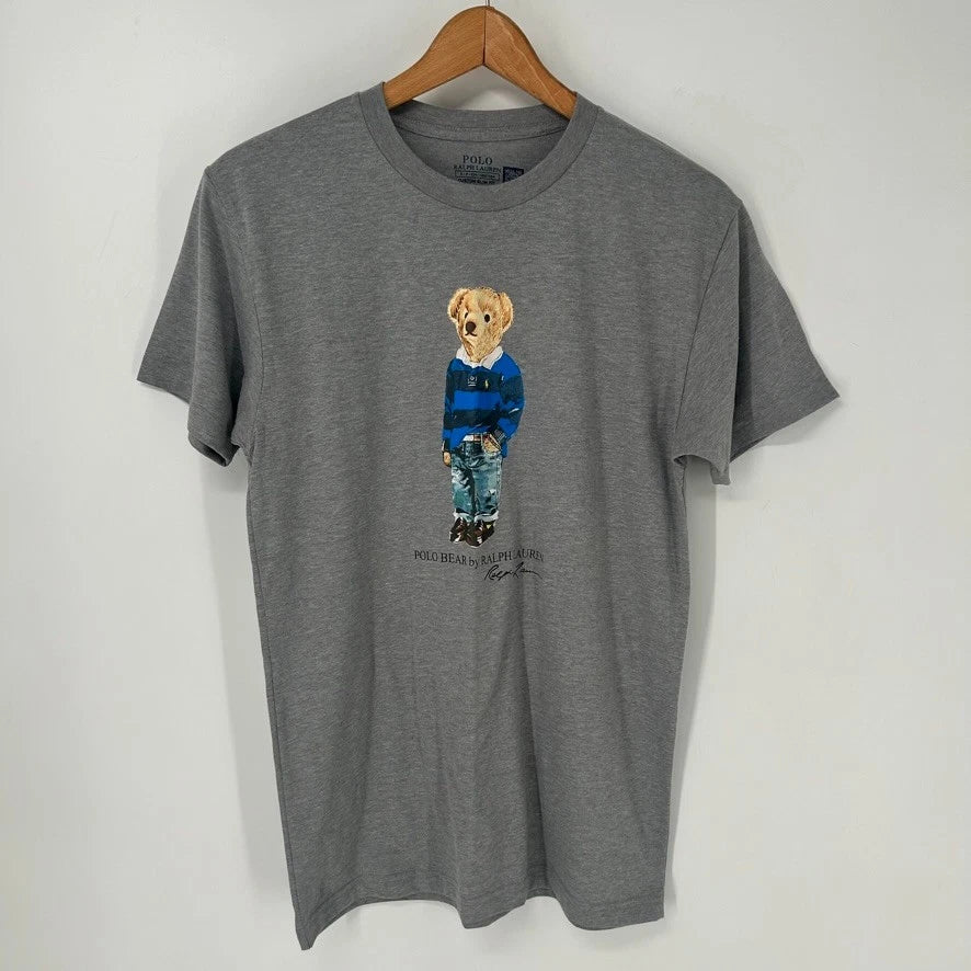 Ralph Lauren Shirt Mens Small Gray Polo Bear Graphic Custom Slim Fit Tee