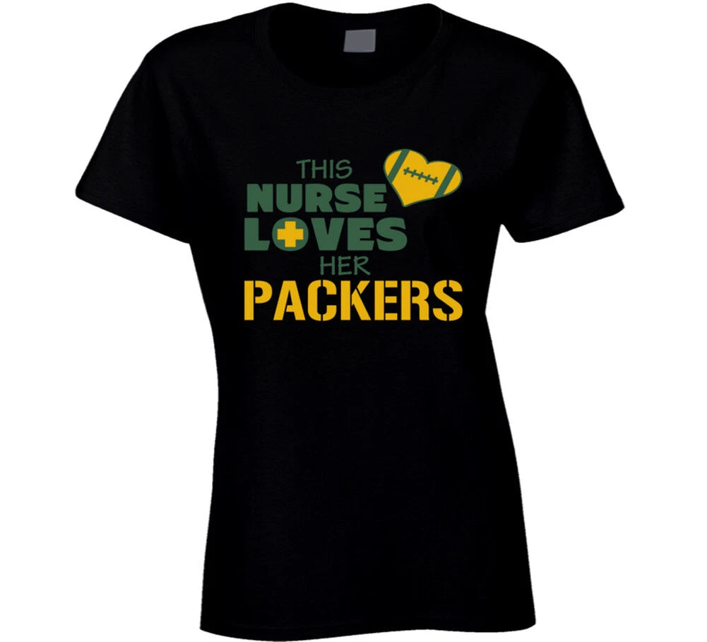 This Nurse Loves Her Packers Football T Shirt - Green Bay Team Colors