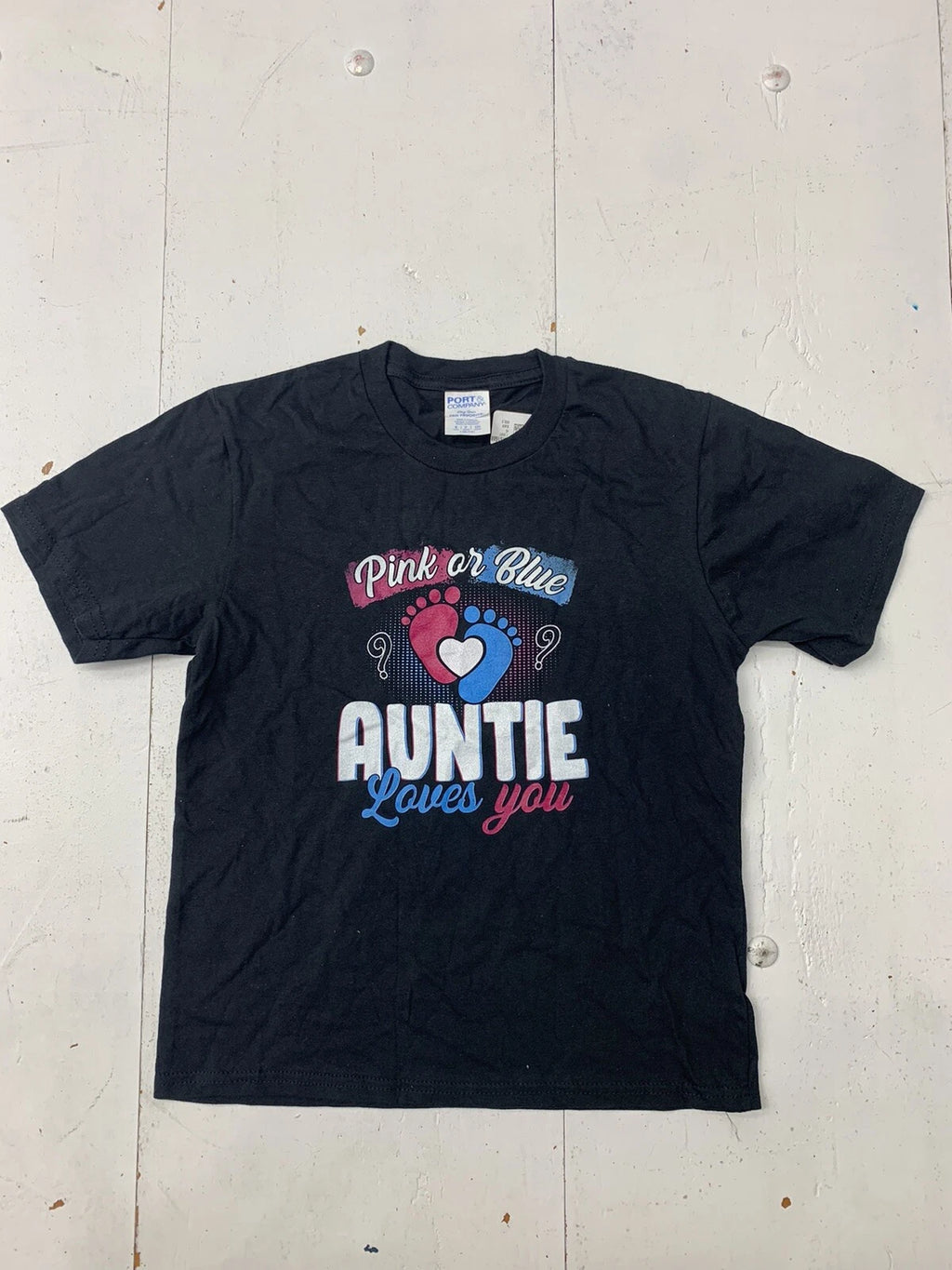 Custom Graphic Auntie Short Sleeve Shirt Black Kids Size Small