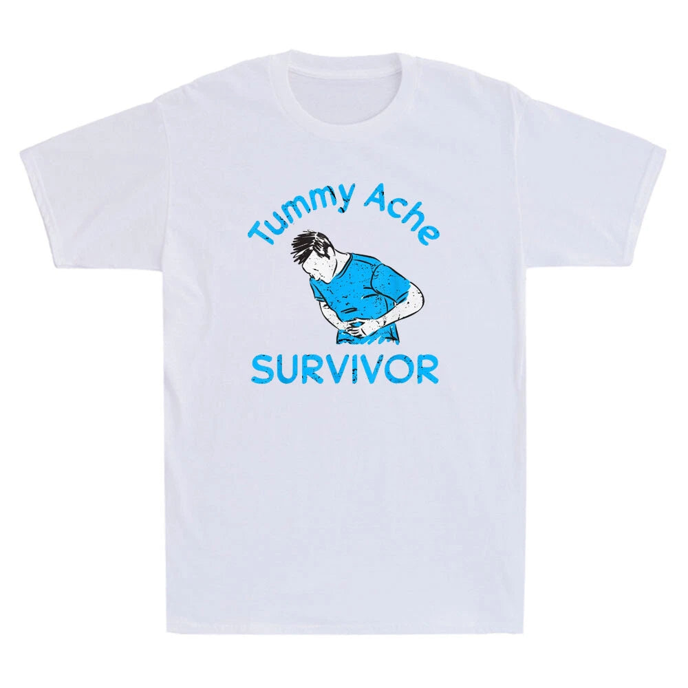 Tummy Ache Survivor Stomachache IBS Funny Quote Saying Vintage Men's T-Shirt Tee