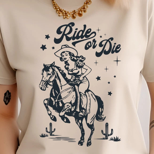 Ride or Die Funny T Shirt, Unisex, Oversized, vintage, western rodeo