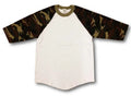 New Shaka Baseball Plain Shirt Raglan 3/4 Sleeve White Camo Camouflage White
