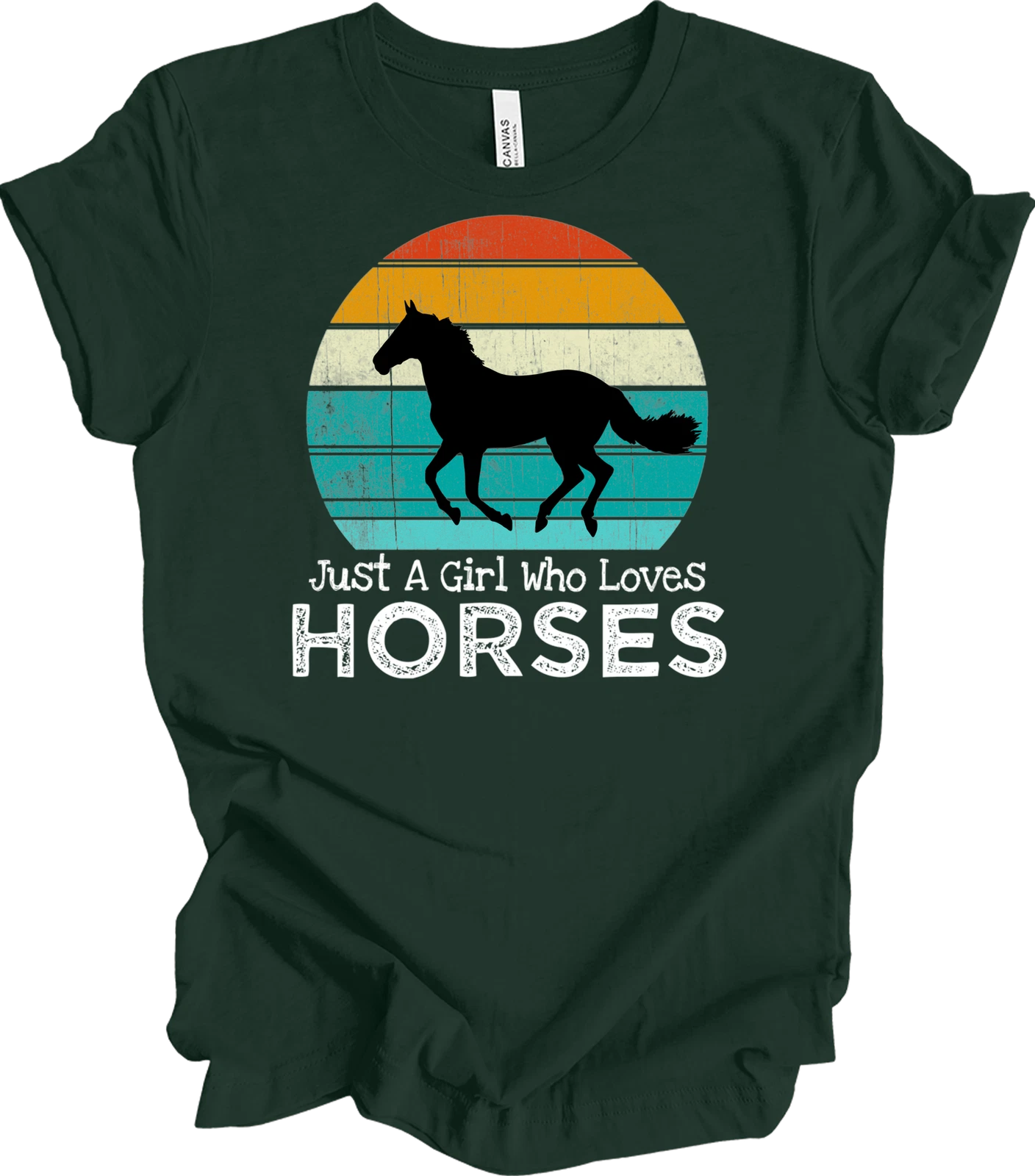 Just a Girl Who Loves Horses Retro Sunset Horse Lover Gift Vintage T-Shirt