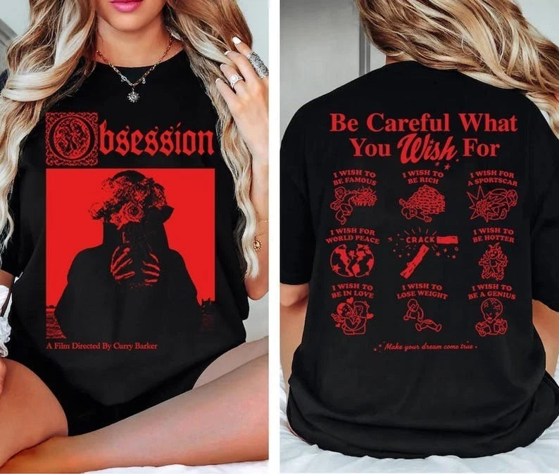 Obsession Movie Shirt, Red Double Sided Graphic Tee, Vintage Thriller Fan Gift