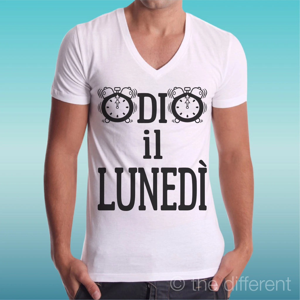 T-shirt Man V Neck Odio The Monday Sveglia Without Desire Gift Idea