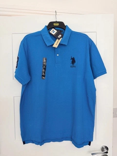 MEN'S US POLO ASSN POLO SHIRT SIZE XL SLIM FIT BLUE BNWT!!