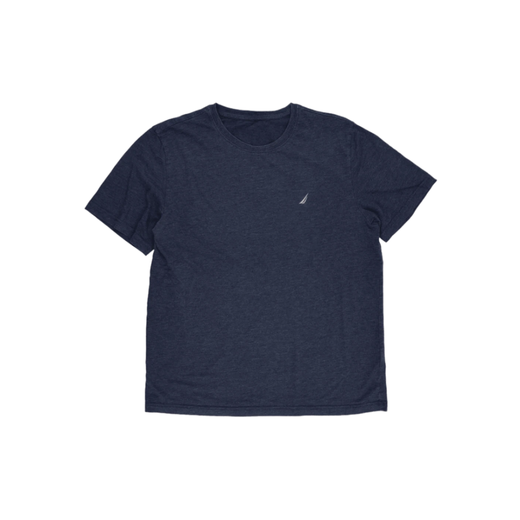 Men's Navy Blue Crew Neck Short Sleeve Cotton Blend T-Shirt Size Large