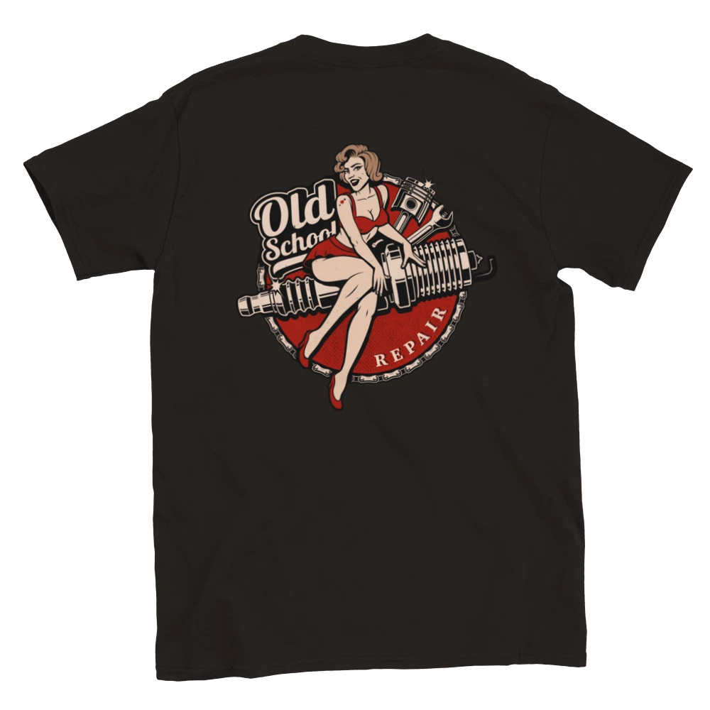 Old School Repair - Hot Rod - Back Print - Classic Unisex Crewneck T-shirt