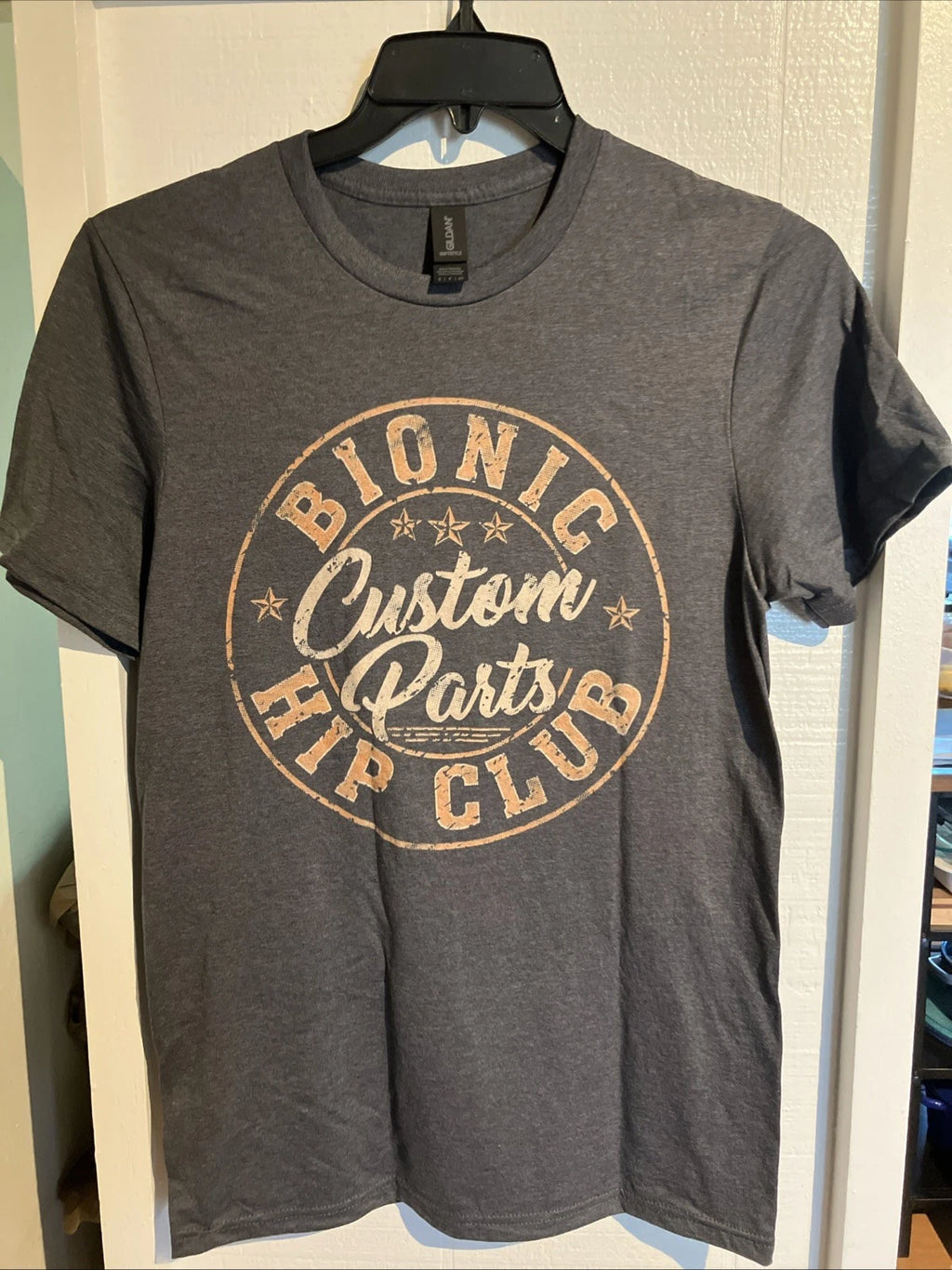 NEW Grey Bionic Hip Club Custom Parts Graphic T-Shirt, Sz Men’s Small