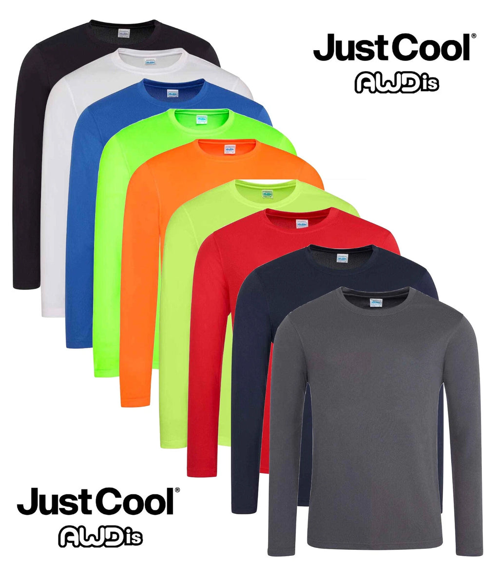 Just Cool Polyester Long Sleeve Breathable Wicking Athletic Sports Tee T-Shirt
