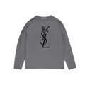 Yves Saint Laurent Men's Gray Crew Neck Long Sleeve Cotton T-Shirt Size M