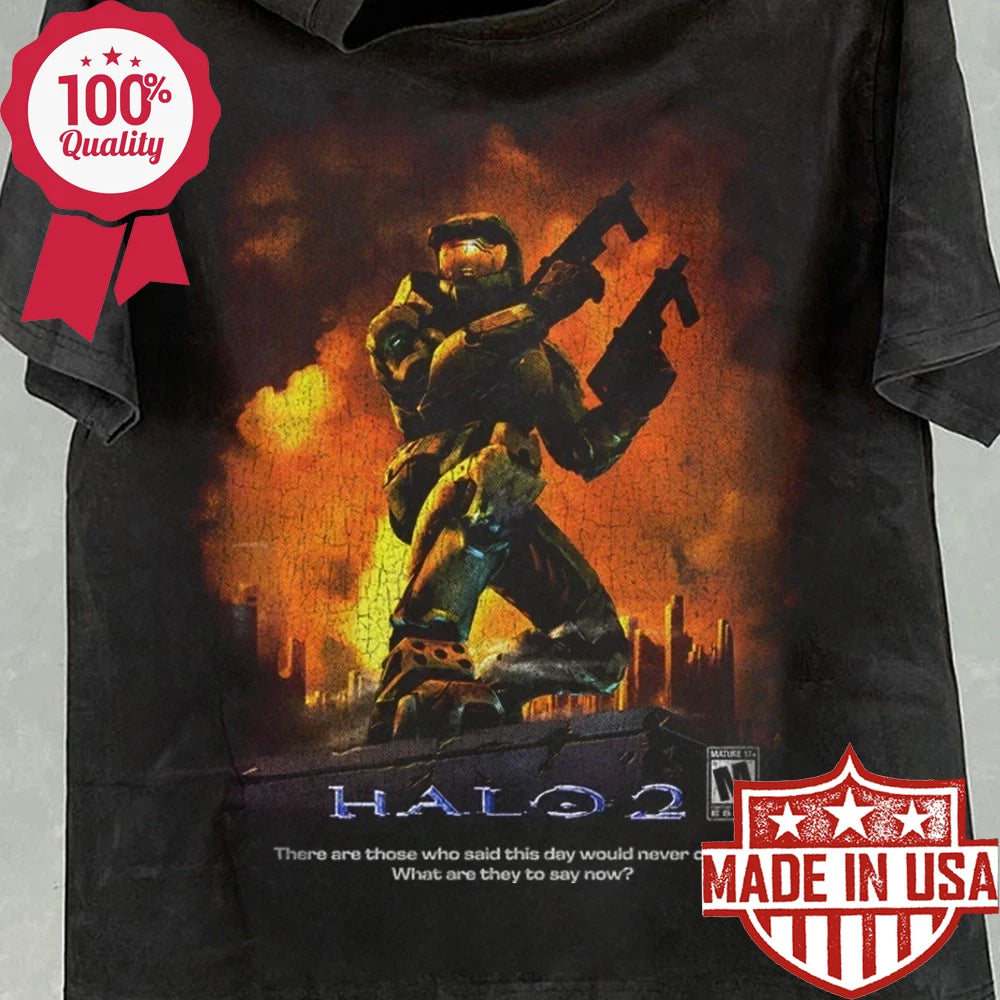 Halo 2 Master Chief T-Shirt – Retro Bootleg Video Game Graphic Tee S-5XL AH0183
