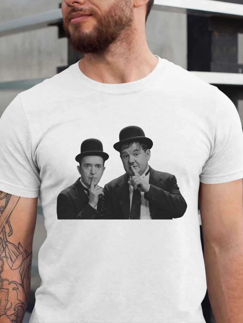 Laurel And Hardy Comedy Vintage Duo T-Shirt - Classic Retro Film Fan Gift Tee