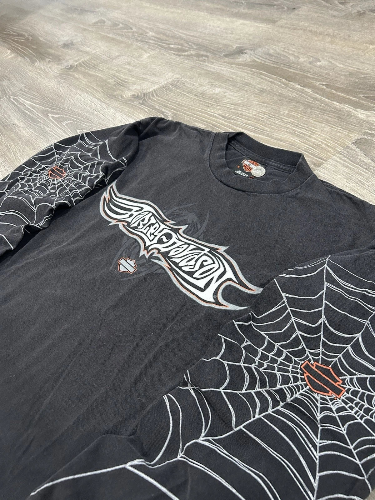 2003 Harley-Davidson XL Spider Web Graphic Long Sleeve T-Shirt Travis Scott