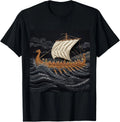 Viking Longship Patchwork T-Shirt Norse Warrior Graphic Gift Tee
