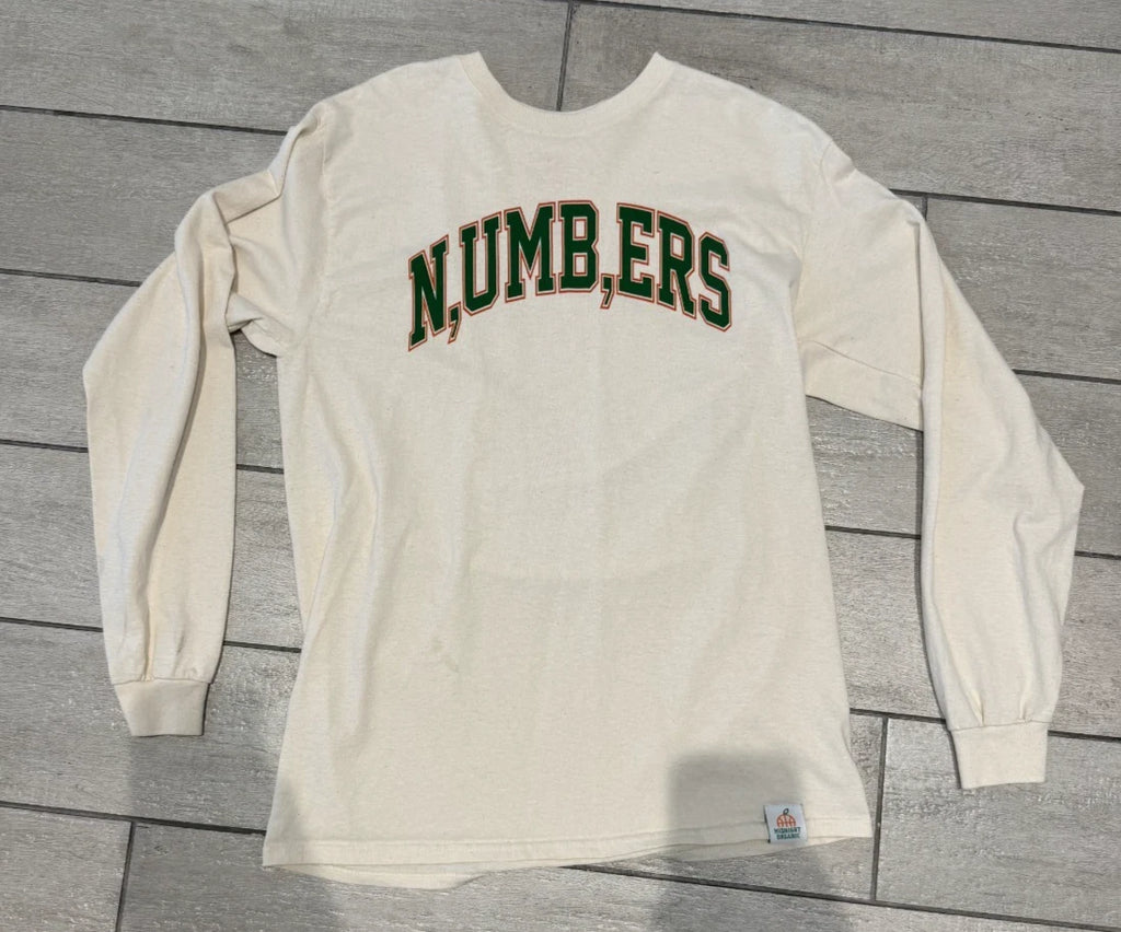 Midnight Organic Shirt Mens M Cream NUMBERS Long Sleeve Larry June
