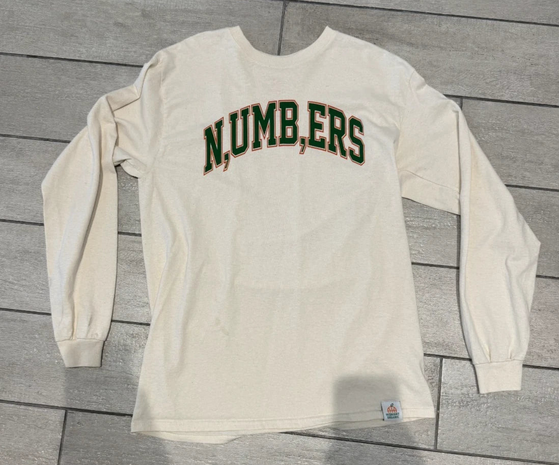 Midnight Organic Shirt Mens M Cream NUMBERS Long Sleeve Larry June
