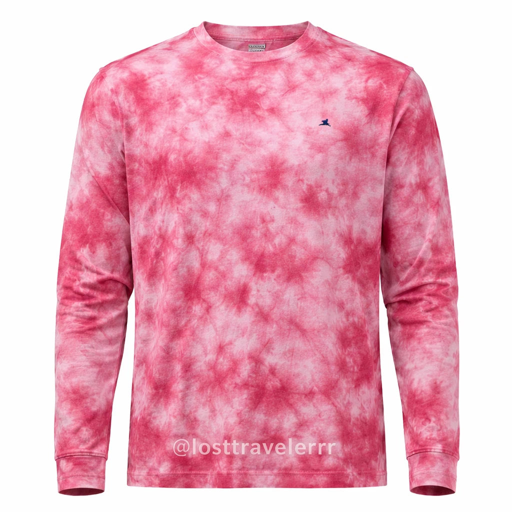 New Large Crown Ivy Mens Shirt tye dye pink long sleeve cotton