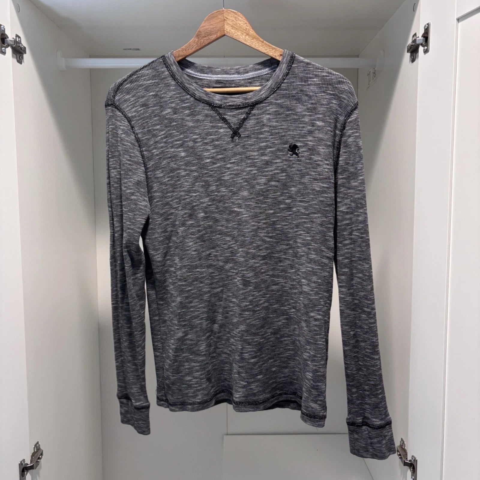 Express Waffle Knit long sleeve men's shirt Cotton Blend black and white size L