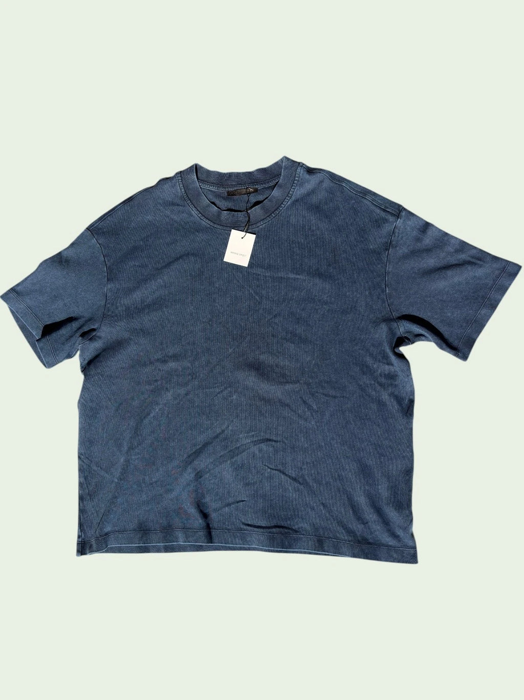 Zara Men’s Relaxed Fit Slub Texture Washed T-Shirt Navy Blue Size M