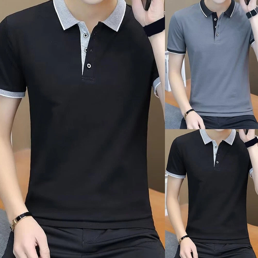 Men's Polyester Spandex Blend Slim Fit Short Sleeve T-Shirt Ribbed Style