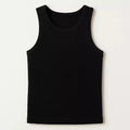 Men Black Ribbed Tank Top Sleeveless Gym Shirt Cotton Stretch Vest Slim Fit