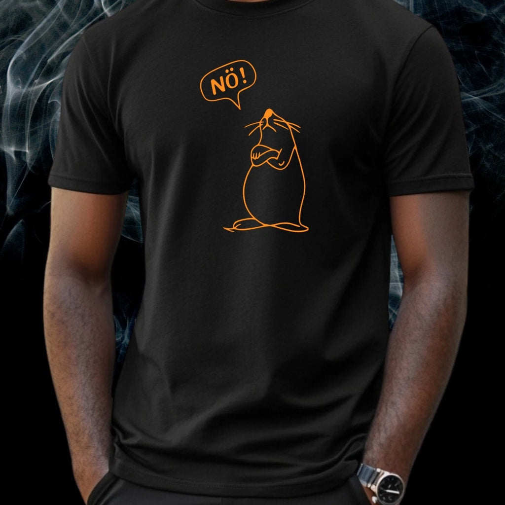 Mens Nö Seal Print Cotton T-Shirt Size S to 5XL