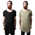 Urban Classics Long Open Edge Front Zip Tee Mens T-Shirt Cotton Slub Jersey