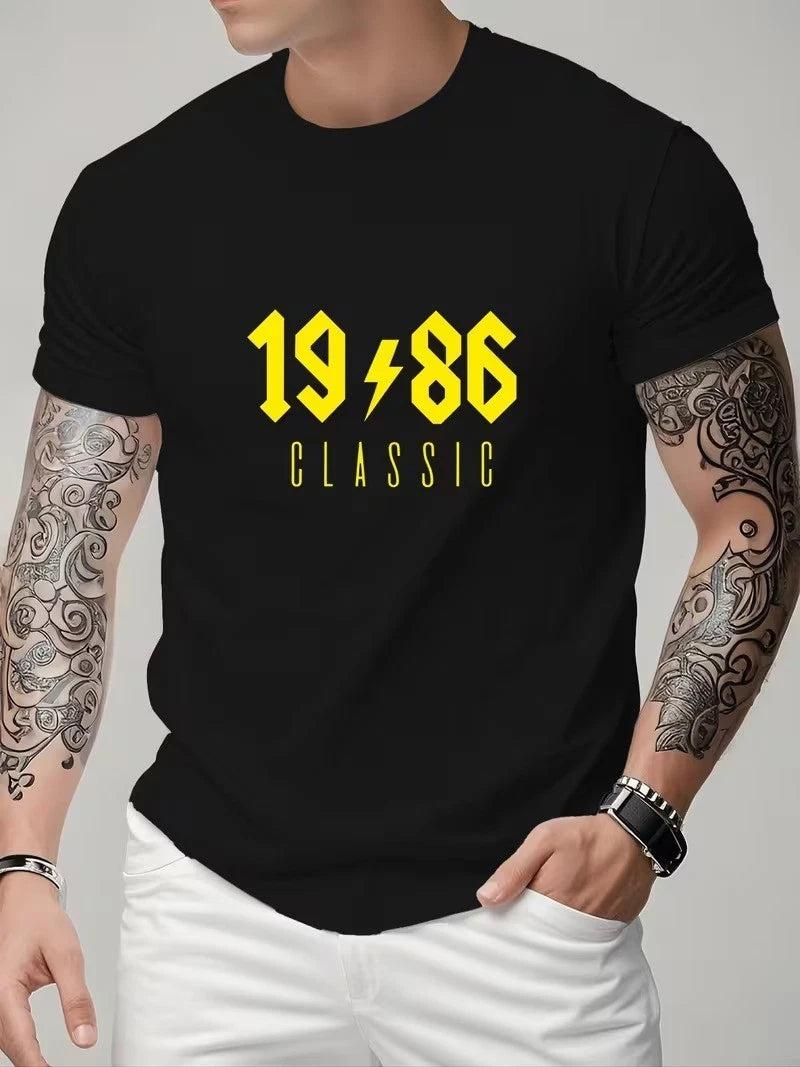 Personalized 1986 T-Shirt Custom Retro Graphic Tee for Men