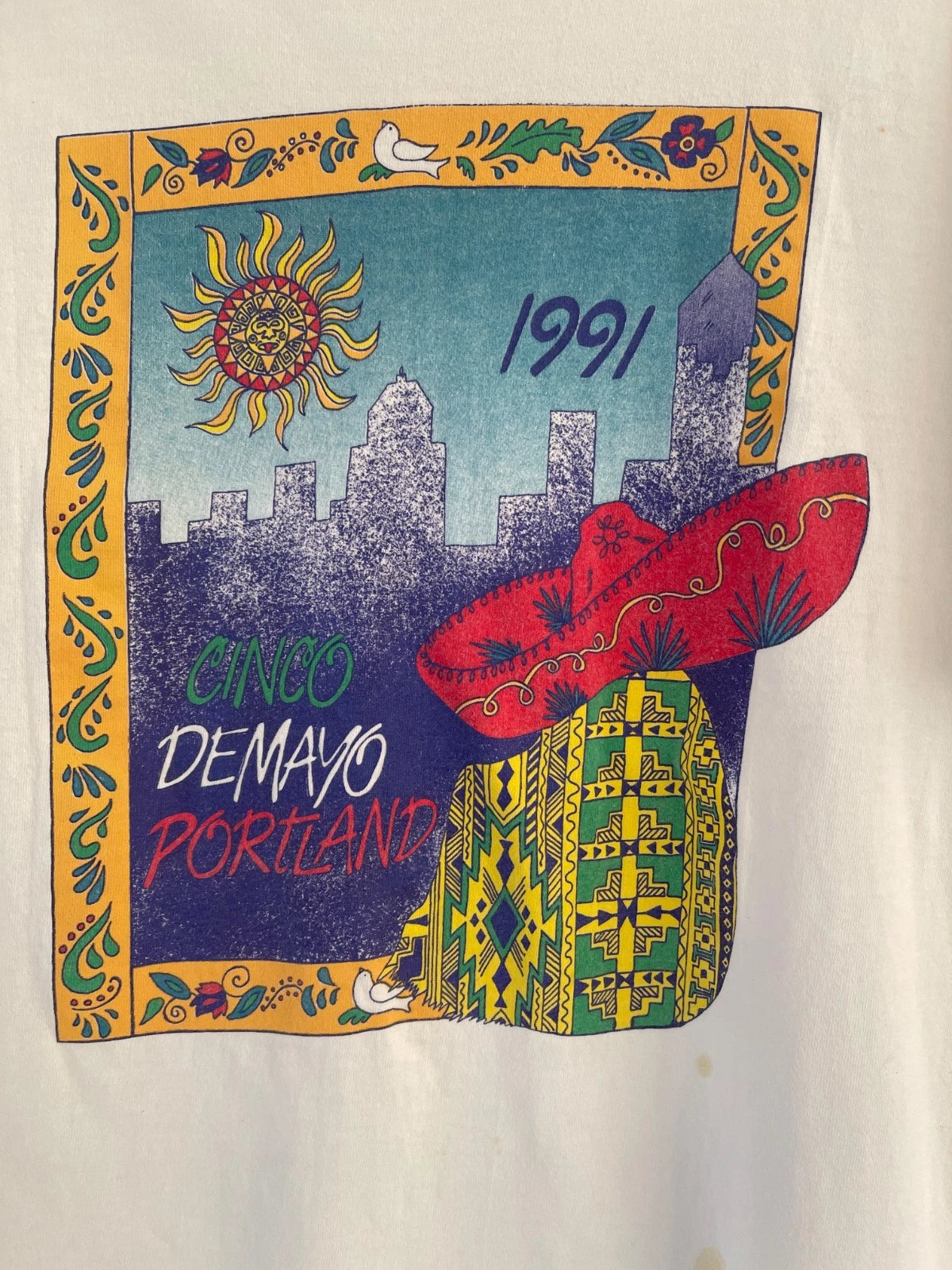 VINTAGE 1990's CINCO DE MAYO PORTLAND 1991 Cotton T-Shirt Size L