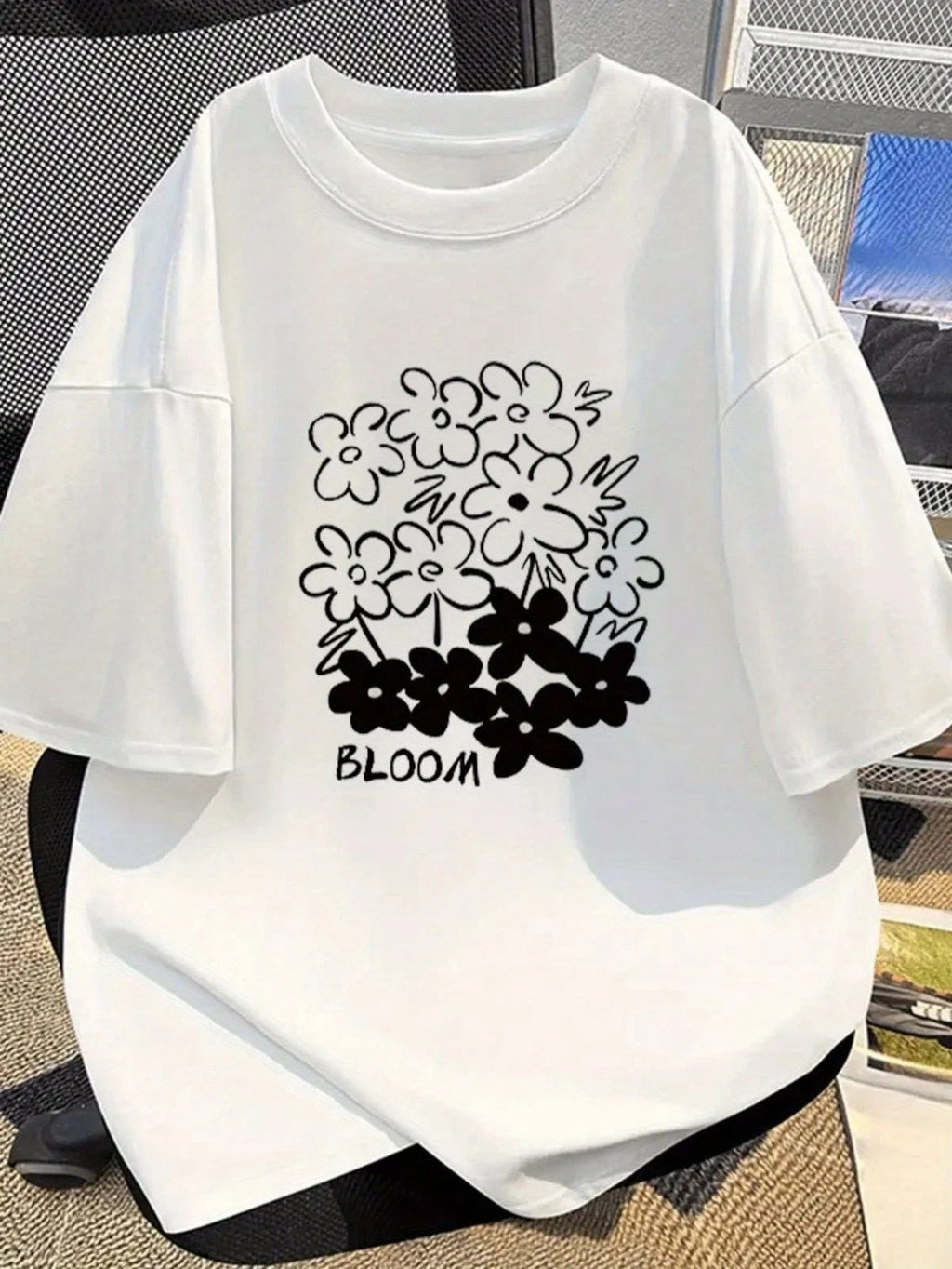 T-Shirt Bloom Flower Print Casual Graphic Tee