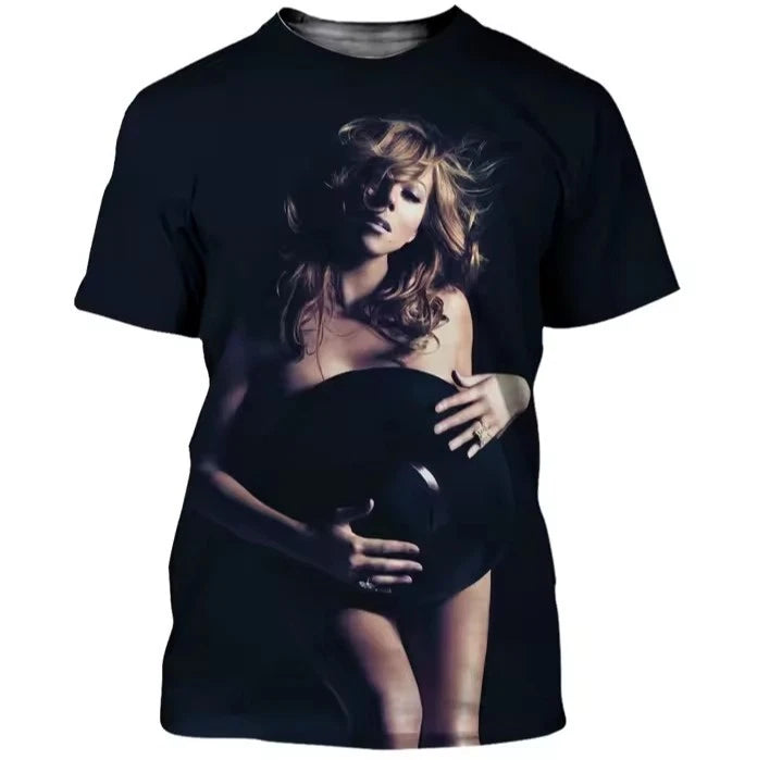 Mariah Carey 3D Print T-Shirt Unisex Polyester Casual Crew Neck XXS to 5XL