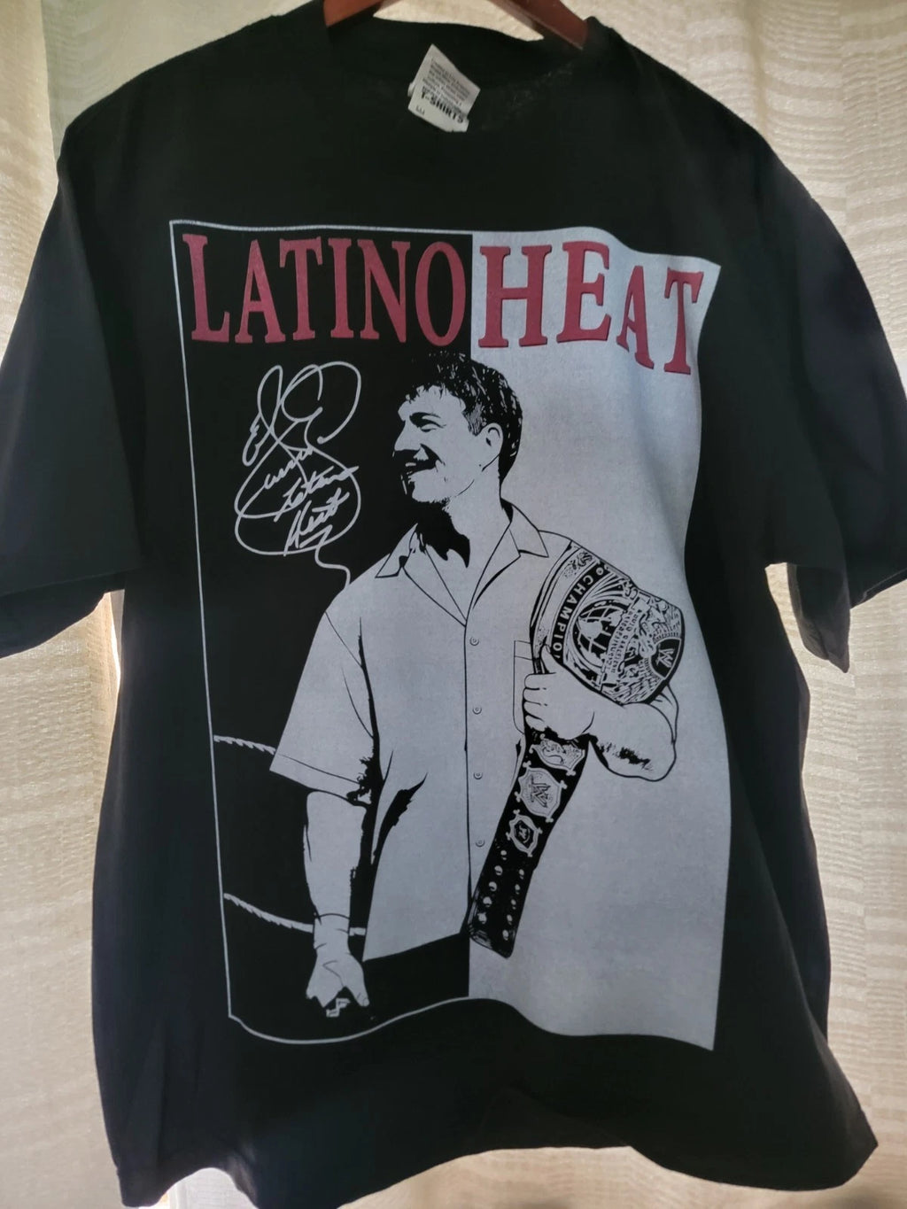 EDDIE GUERRERO LATINO HEAT ON A SHAKA HEAVYWEIGHT GARMET DYED T SHIRT "MODERN"