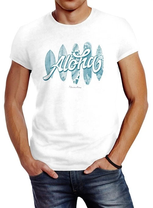 Men's Aloha Surf Boards Hawaii Surfing Summer Slim Fit Neverless® T-Shirt