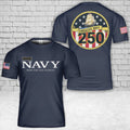 Custom Name America's Navy 250th Anniversary T-Shirt Gift For Dad