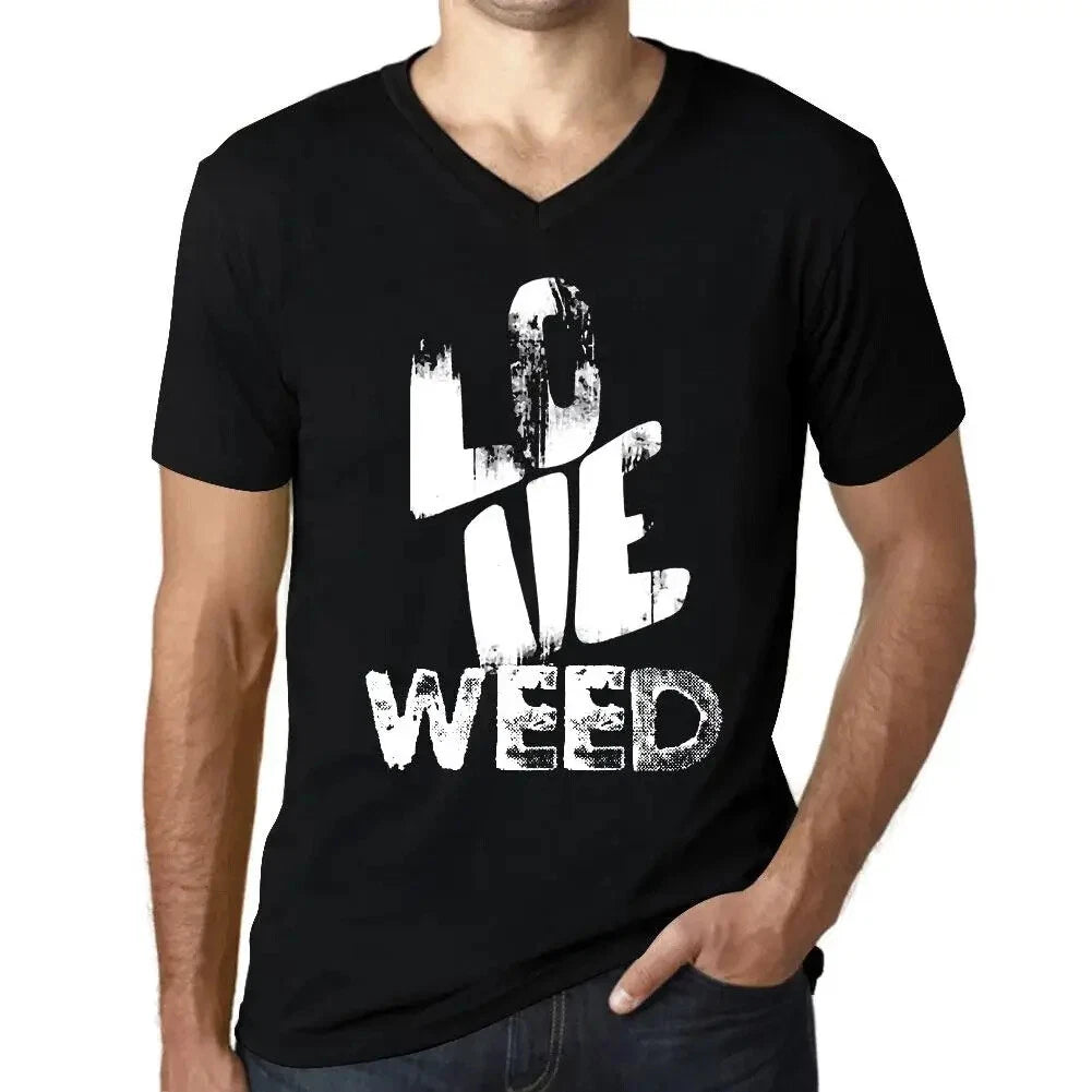 Men's Graphic T-Shirt V Neck Love Weed Eco-Friendly Limited Edition Short Sleeve