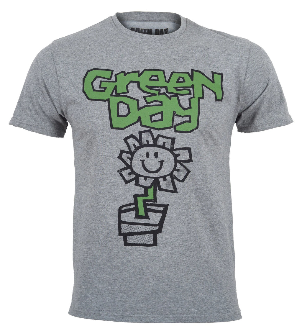 Official Green Day T Shirt Flower Pot Album Logo Punk Band Grey New S M L XL XXL