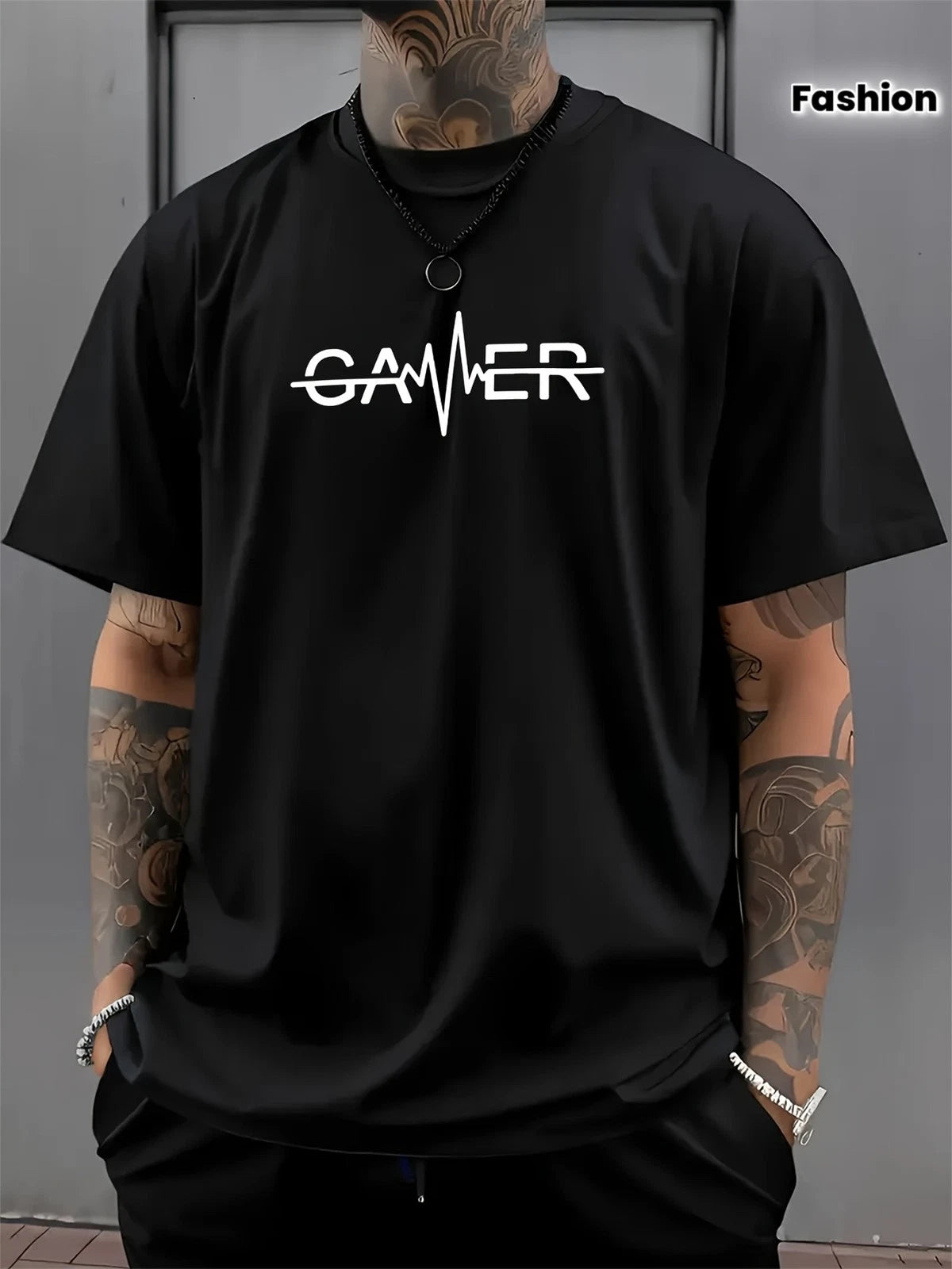 Gamer Heartbeat Graphic T-Shirt Gaming Lover Casual Short Sleeve Tee