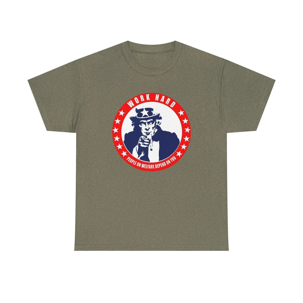 Uncle Sam Work Hard T-Shirt | Patriotic Vintage USA Graphic Freedom America