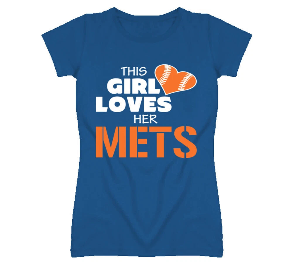This Girl Loves Her Mets Baseball T Shirt - New York Mets Team Colors